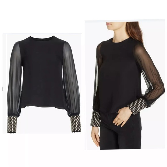 $440 Alice and Olivia black blouse - Picture 3 of 9